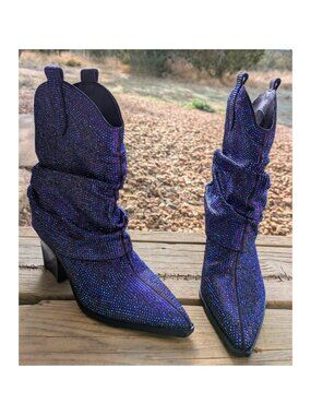 Jessica Simpson Rhinestone Boots Western Glam Sparkly Size 7